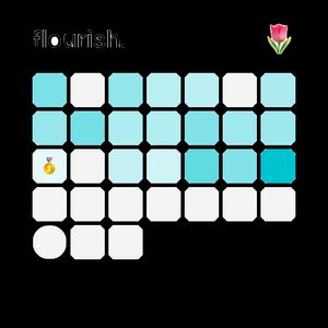 flourish activity small calendar widget showing a monthly contribution grid with teal squares