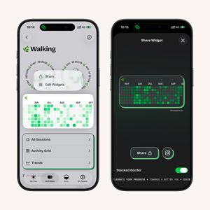Two iPhone screenshots showing the new Goals feature.