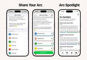 Three iPhone Screenshots showing the Show Your Arc feature.