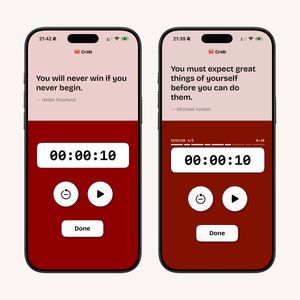 Two iPhone screenshots: one showing the default stopwatch timer and the other showing the new Interval Timer.