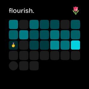 flourish activity small calendar widget showing a monthly contribution grid with teal squares